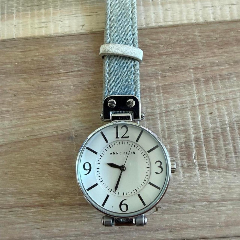 Anne Klein silver watch with white dial and black numerals